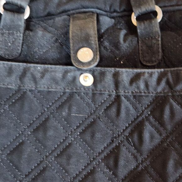 Vera Bradley Quilted Laptop Messenger Bag Black solid minimalist pockets - Picture 8 of 13